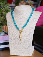 Load image into Gallery viewer, Glass Beaded Fish Toggle Necklace -Teal
