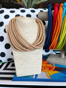 Chunky 8 Strand Rope Necklace- Tan