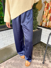 Load image into Gallery viewer, Jody Silk Side Stripe Pants- Navy/Brown
