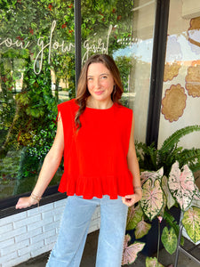Tallon Sleeveless Babydoll Top-Red