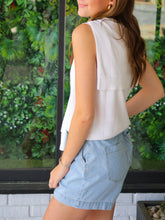Load image into Gallery viewer, Cameron Knit Front Tie Scarf Top -White
