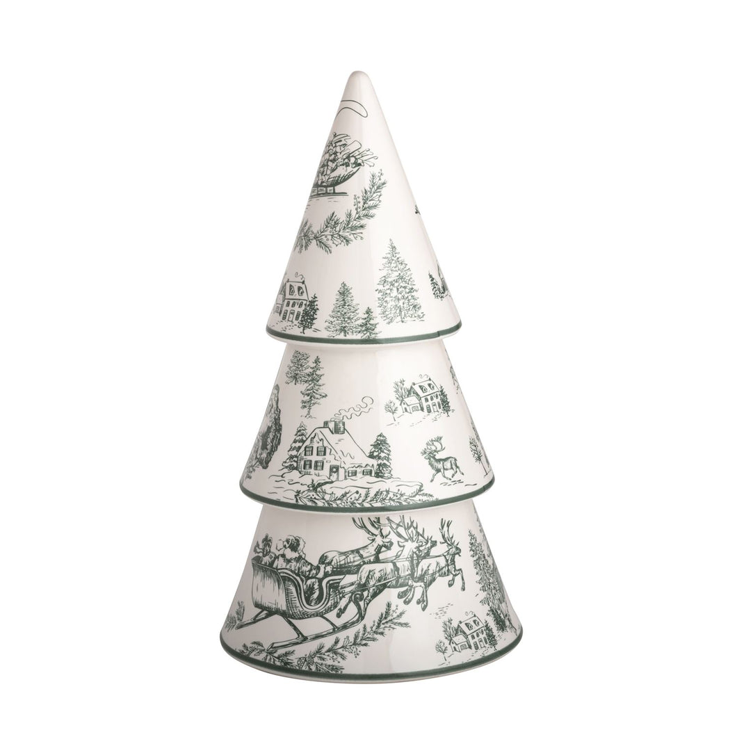 Large Green Toile Ceramic Tree