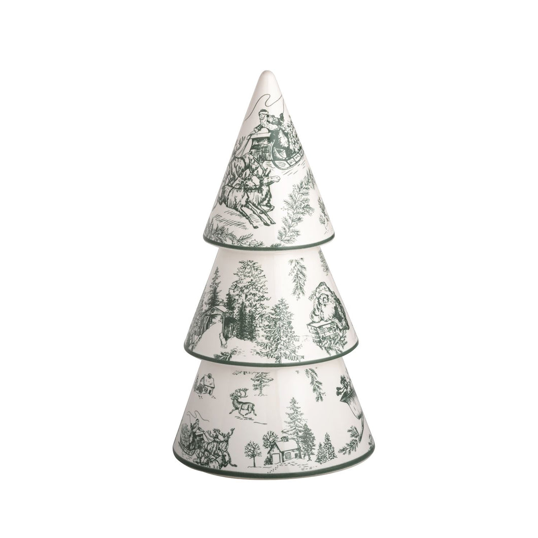 Medium Green Toile Ceramic Tree
