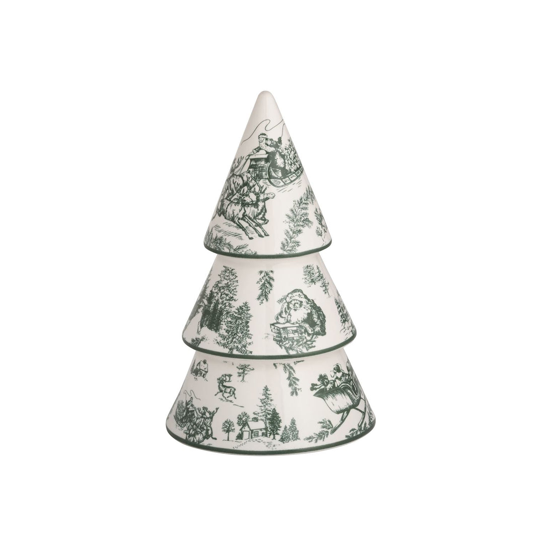 Small Green Toile Ceramic Tree