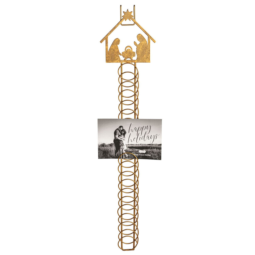 Gold Nativity Christmas Card Holder