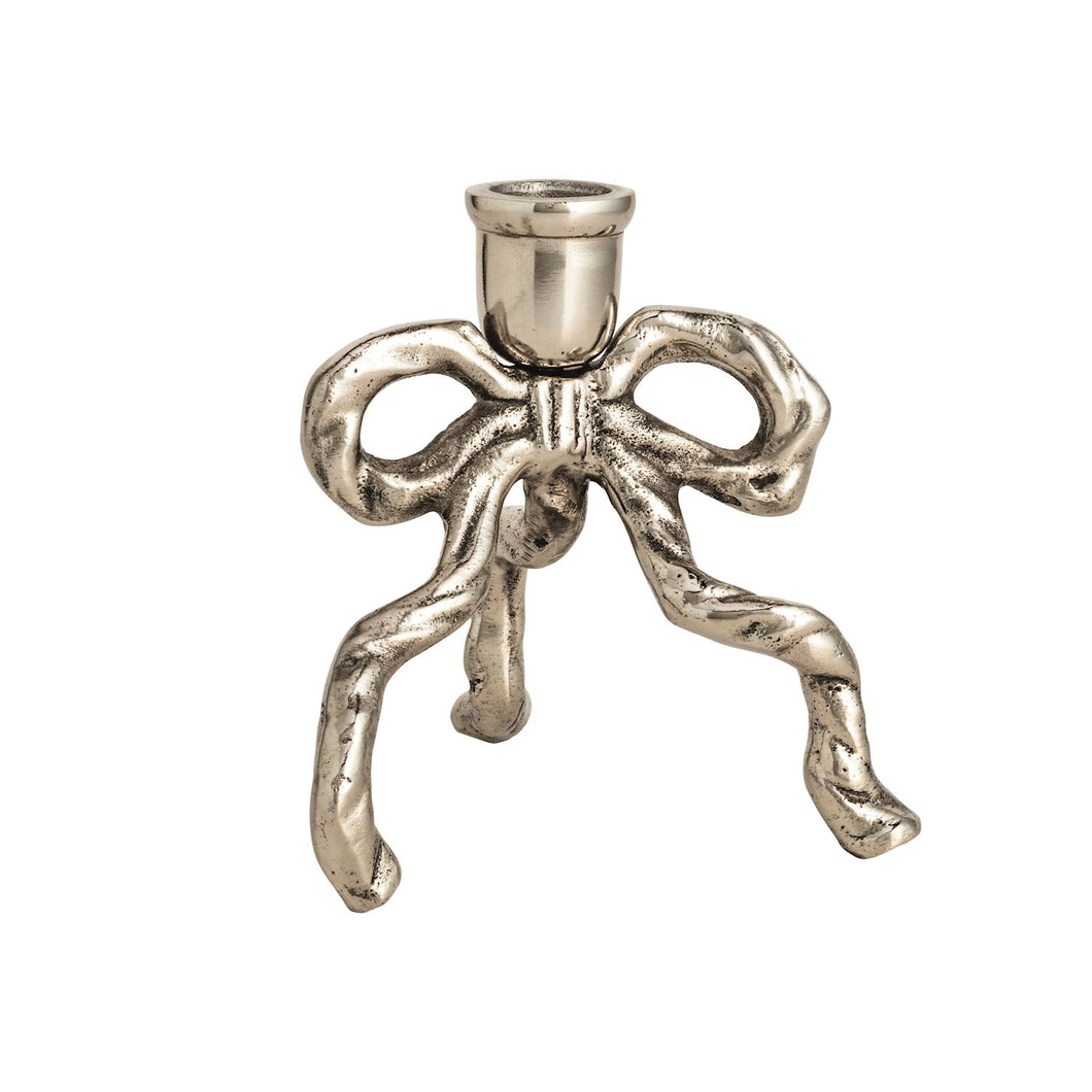 Large Silver Bow Taper Holder