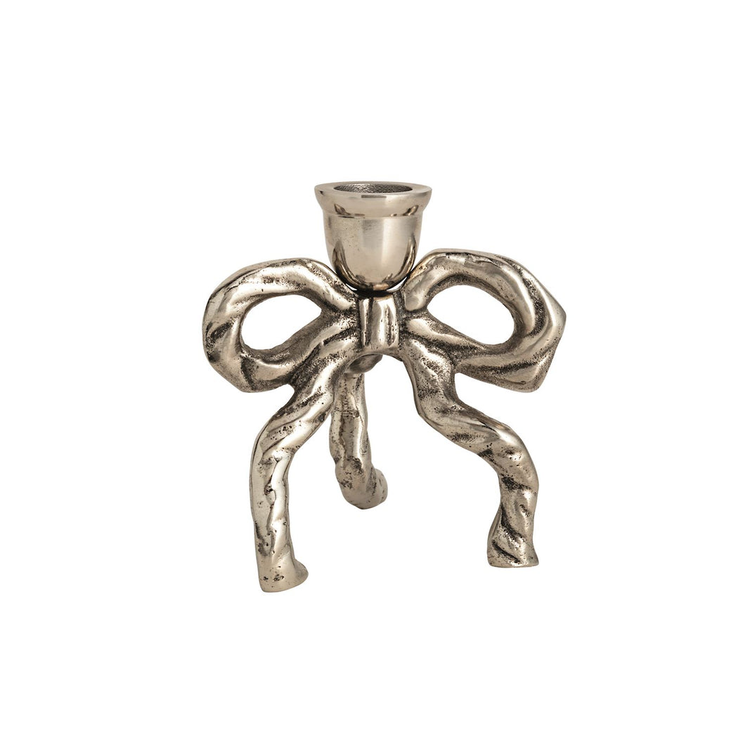 Small Silver Bow Taper Holder