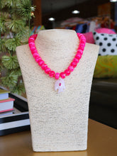 Load image into Gallery viewer, Chunky Fish Pendant Rondelle Beaded Necklace -Hot Pink/Light Pink
