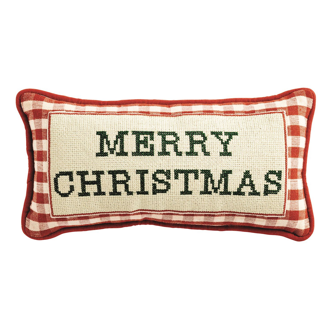 Merry Christmas Needlepoint Pillow
