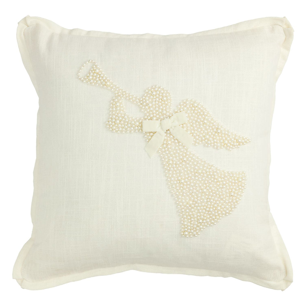 Angel Pearl Beaded Square Pillow