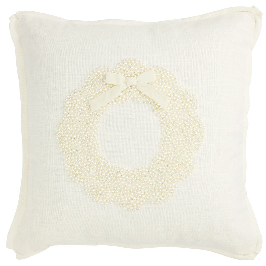 Wreath Pearl Beaded Square Pillow