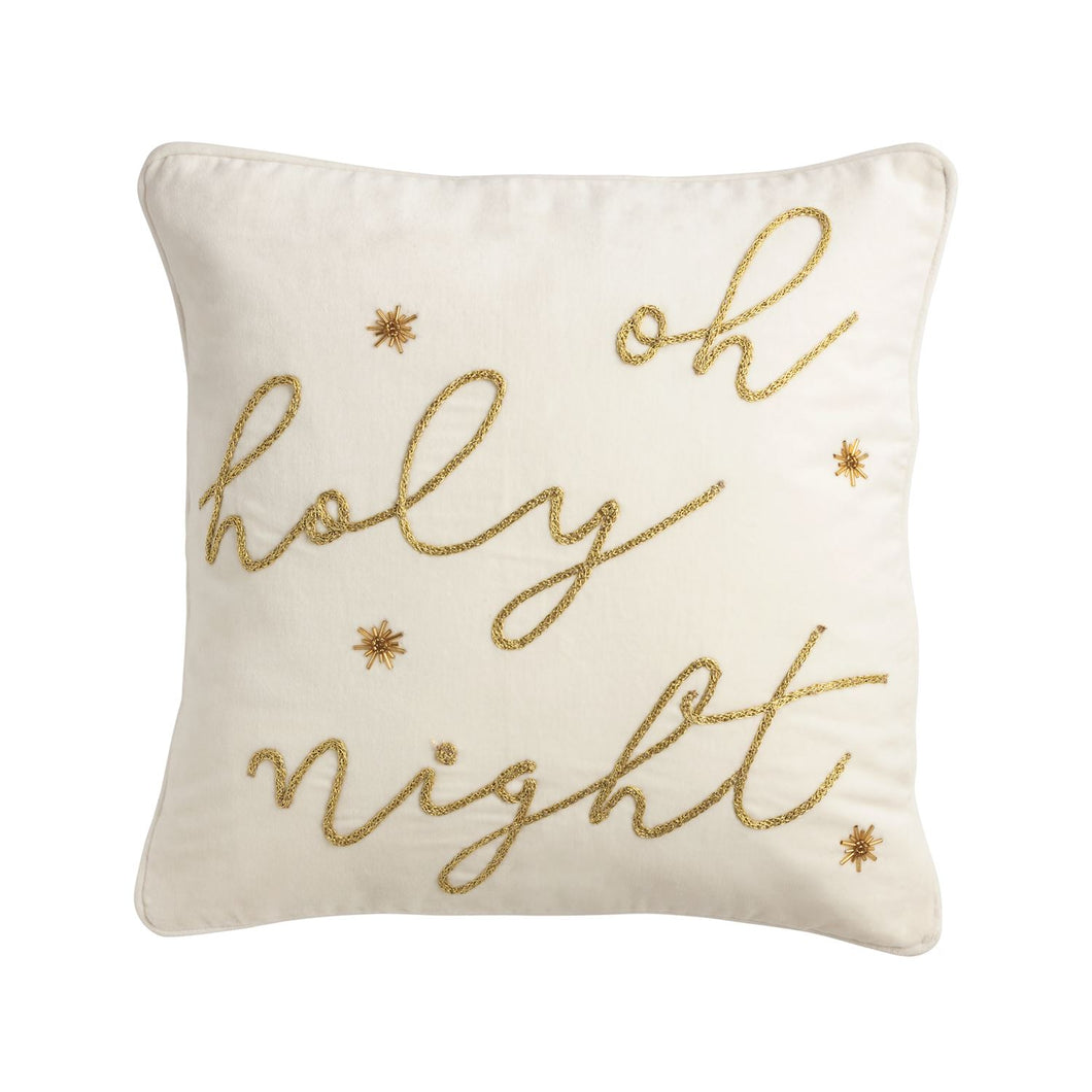 Oh Holy Night Velvet Gold Beaded Pillow