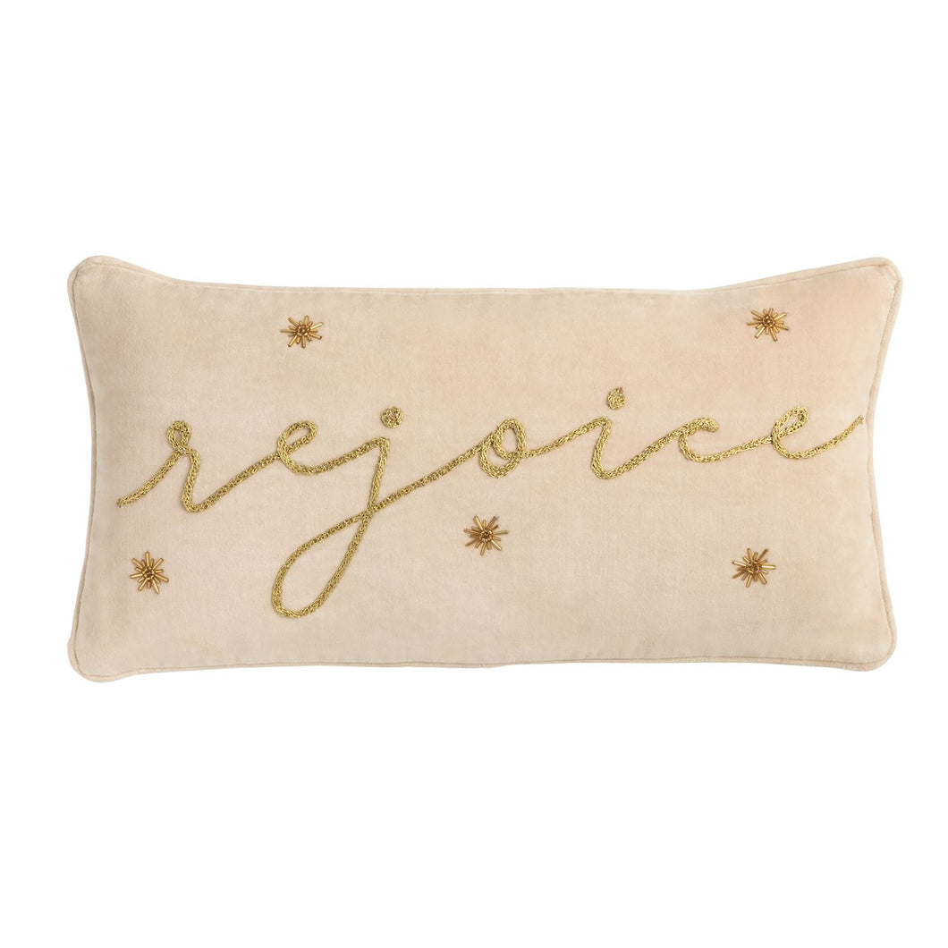 Rejoice Velvet Gold Beaded Pillow