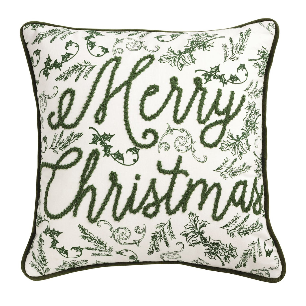 Merry Christmas Toile Square Pillow