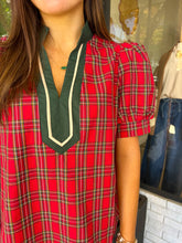 Load image into Gallery viewer, Hannah Plaid V-Neck Banded Top - Red

