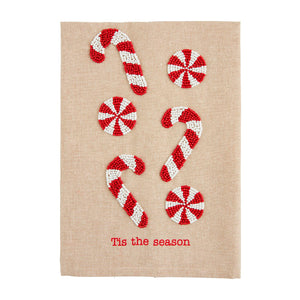 Candy Cane Beaded Kitchen Towel