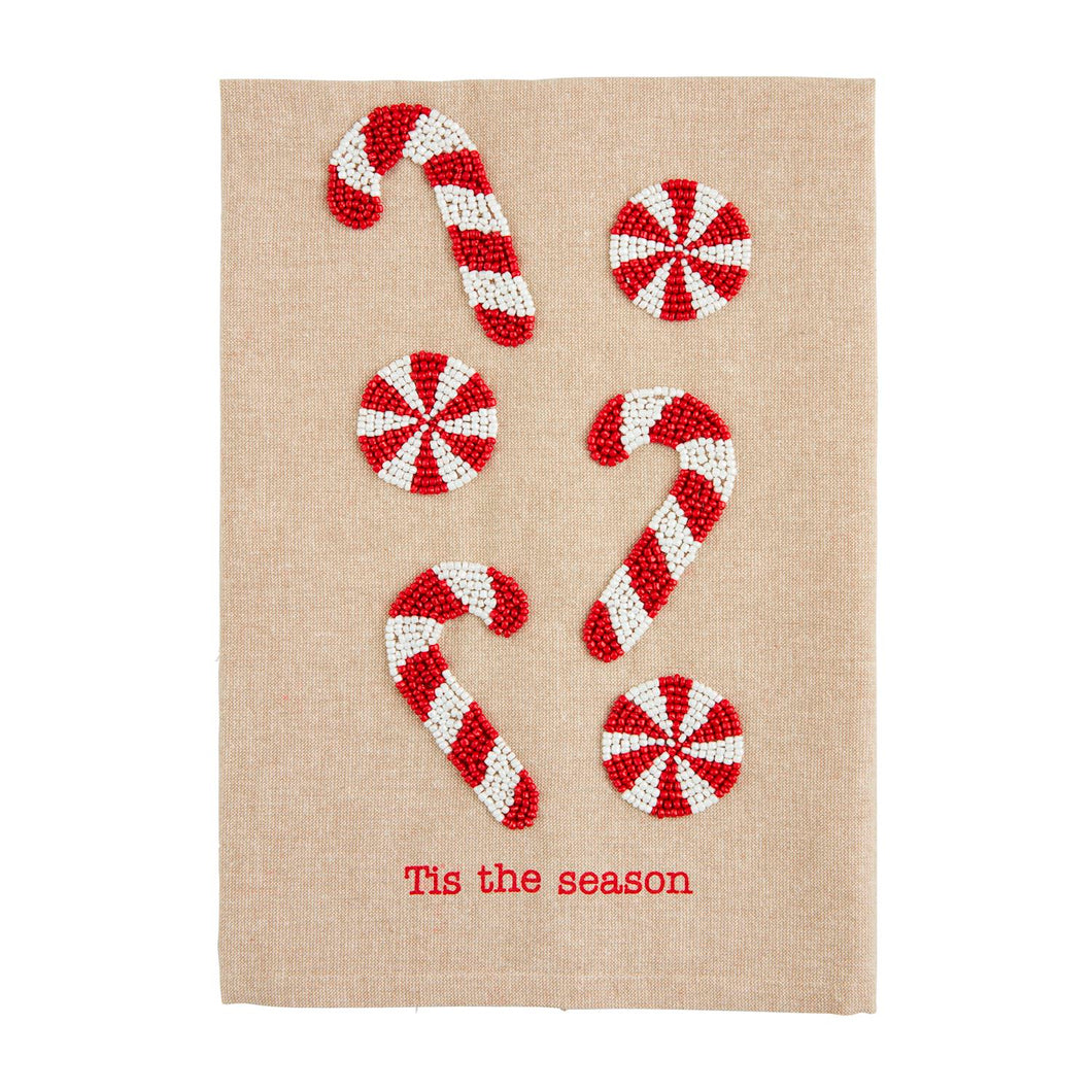 Candy Cane Beaded Kitchen Towel