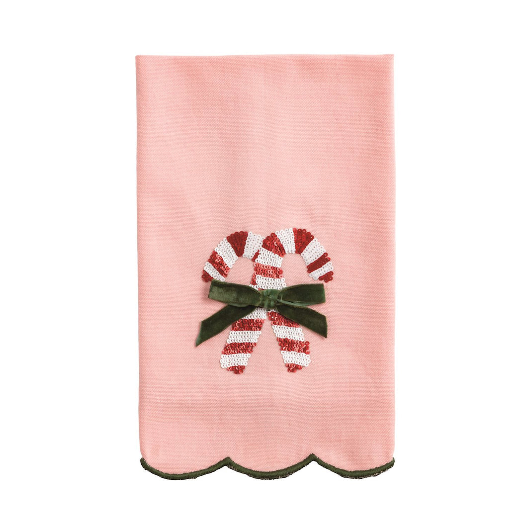 Candy Cane Sequin Tea Towel
