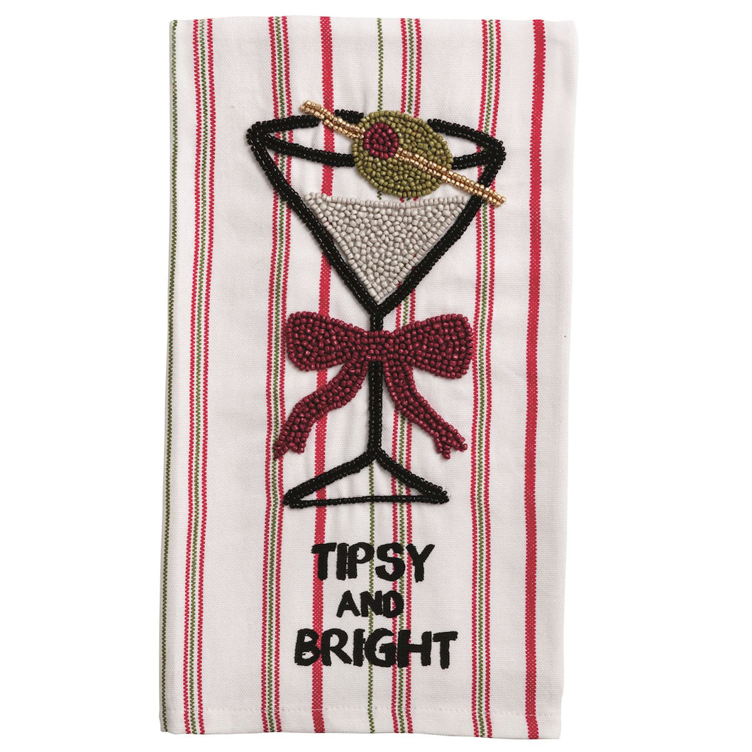 Martini Beaded Tea Towel