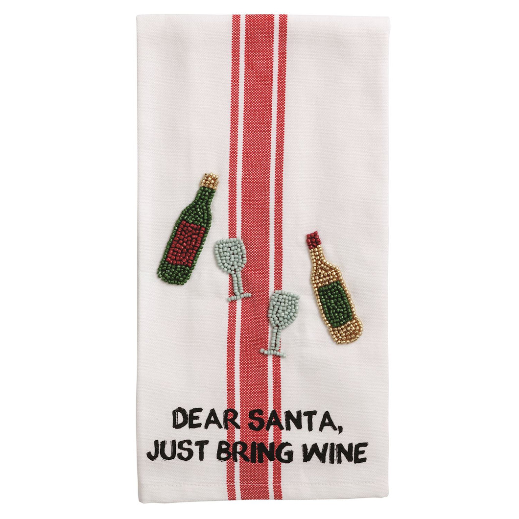 Wine Beaded Tea Towel