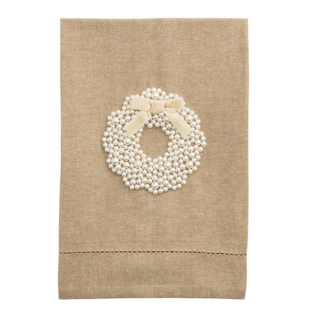 Wreath Pearl Beaded Tea Towel