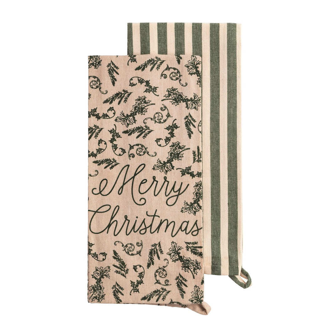 Merry Christmas Toile Kitchen Towel Set