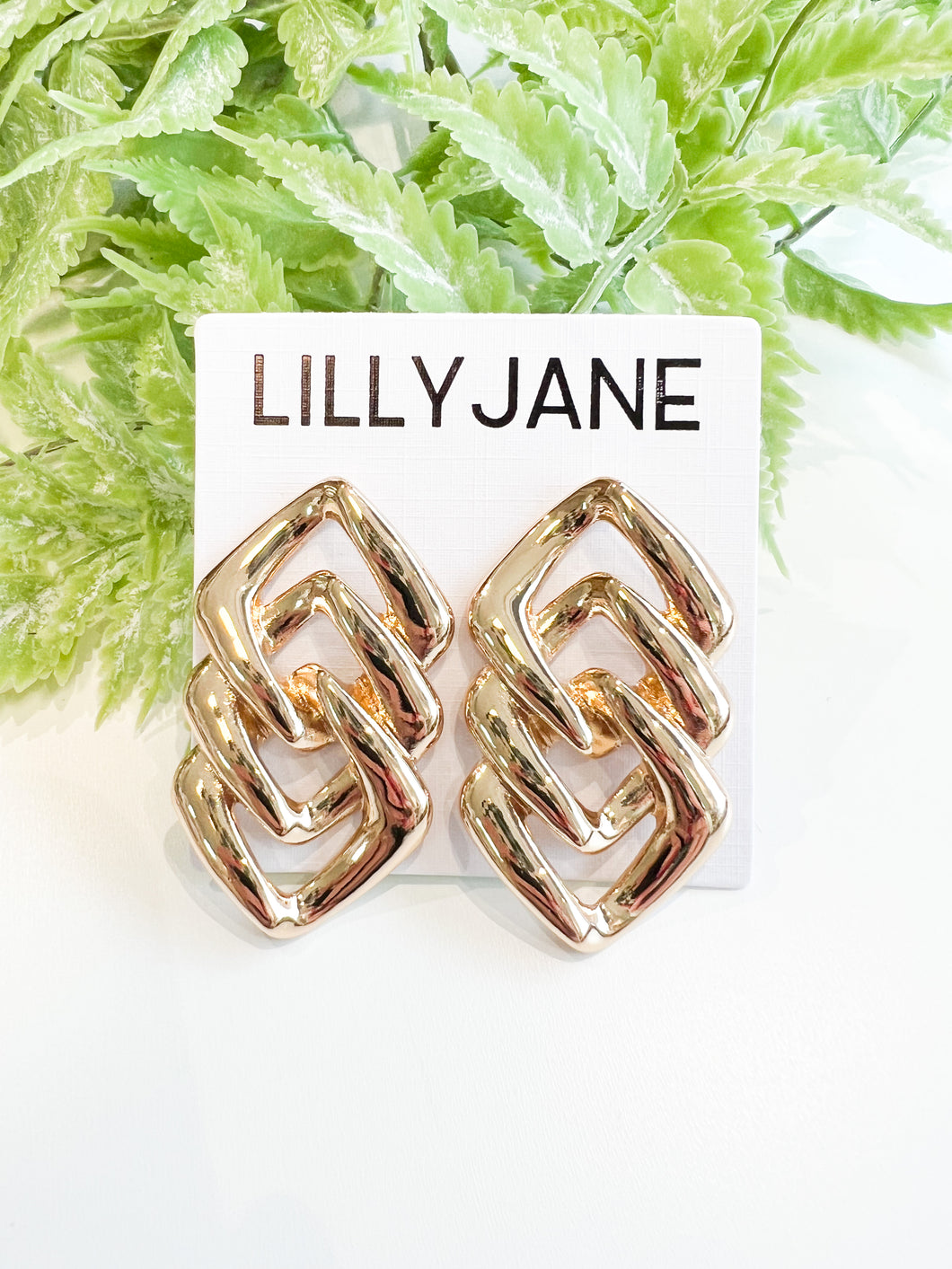 Gold Diamond Link Earrings