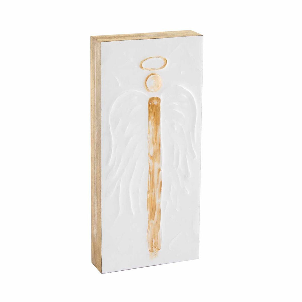 Tall Gold Angel Wooden Plaque