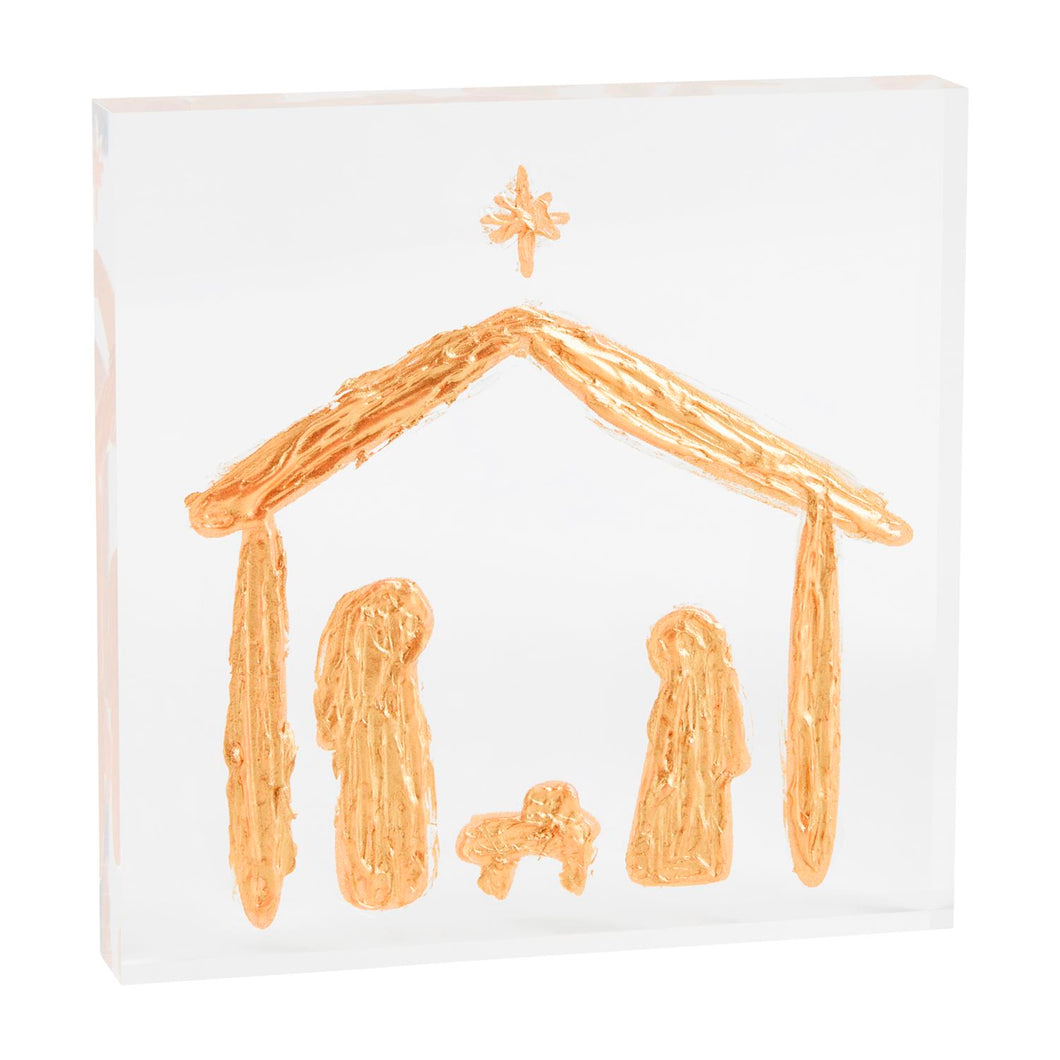 Acrylic Nativity Gold Painted Plaque