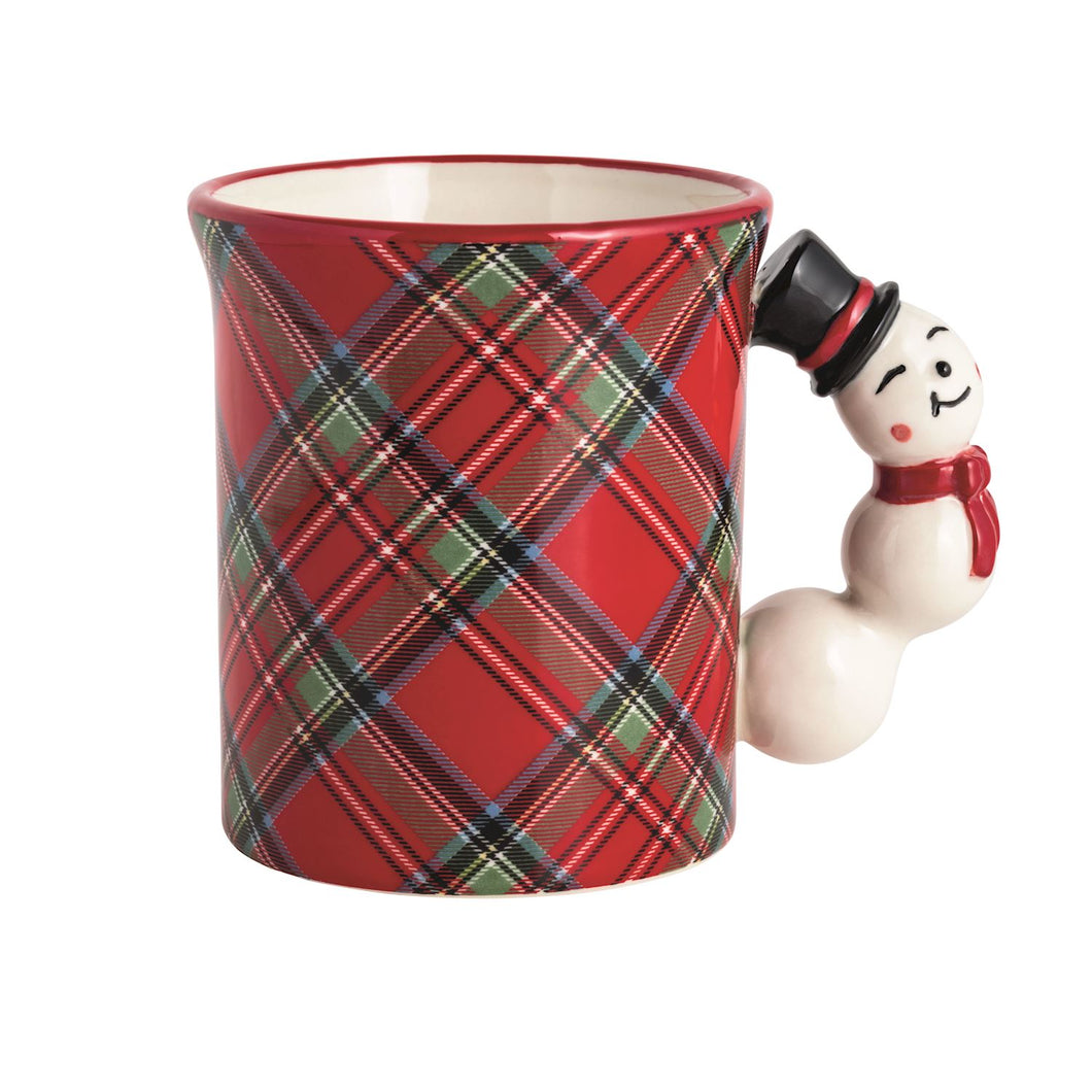Snowman Tartan Ceramic Mug