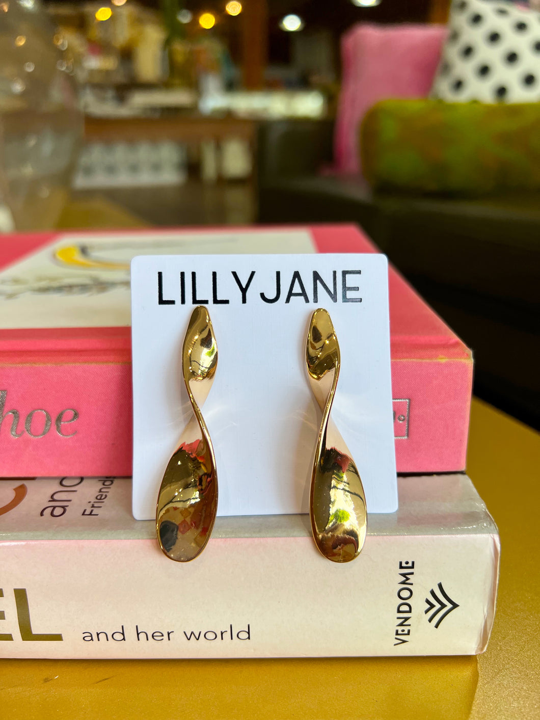 Gold Twist Long Earrings