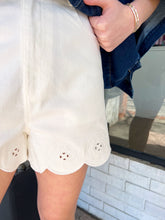 Load image into Gallery viewer, Paige Scallop Embroidered Shorts- Cream
