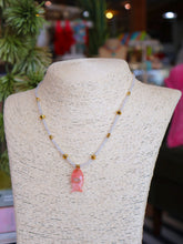 Load image into Gallery viewer, Dainty Gold Glass Beaded Fish Necklace-White/Pink
