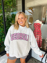 Load image into Gallery viewer, Georgia Stripe Embroidered Mock Neck Sweatshirt
