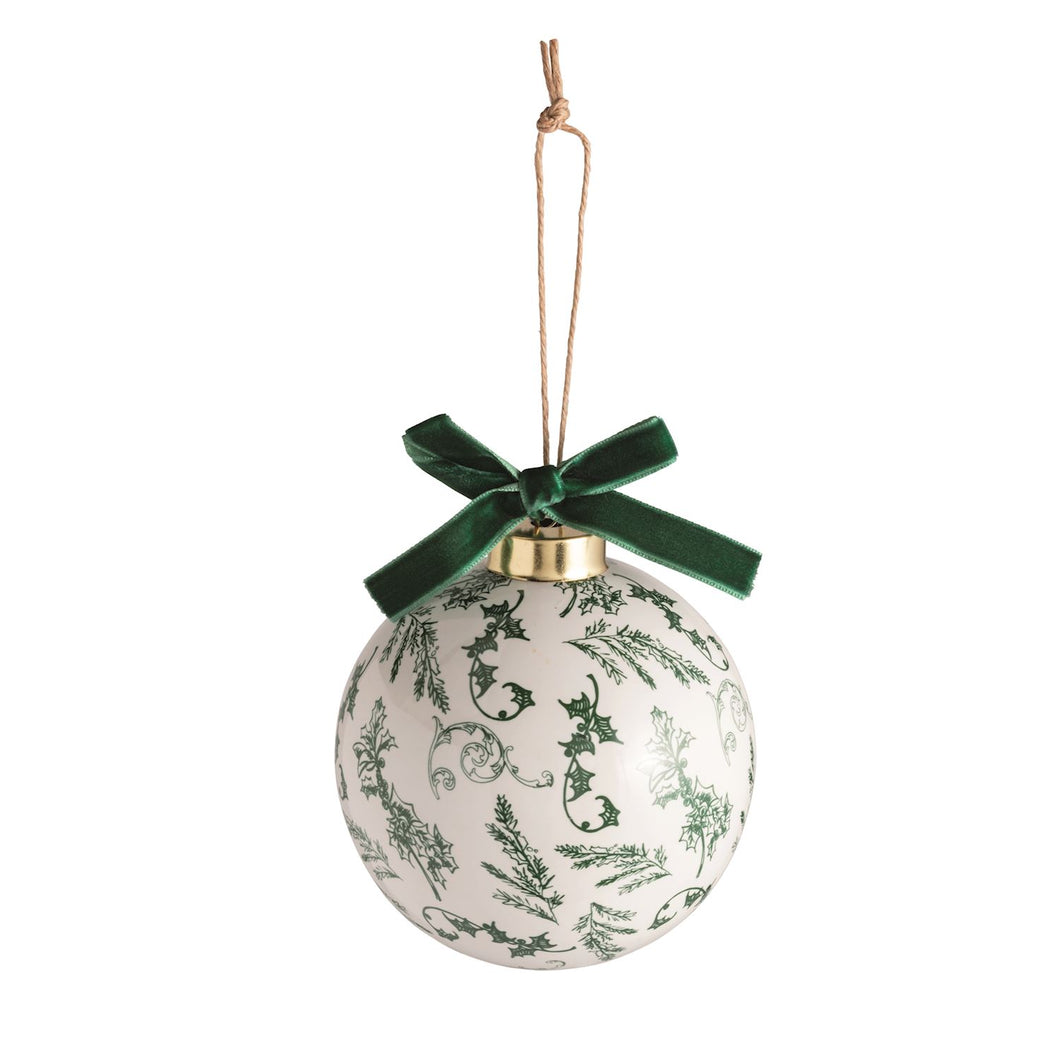 Green Toile Ceramic Ornament