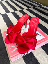 Load image into Gallery viewer, Elena Satin Bow Heels - Red
