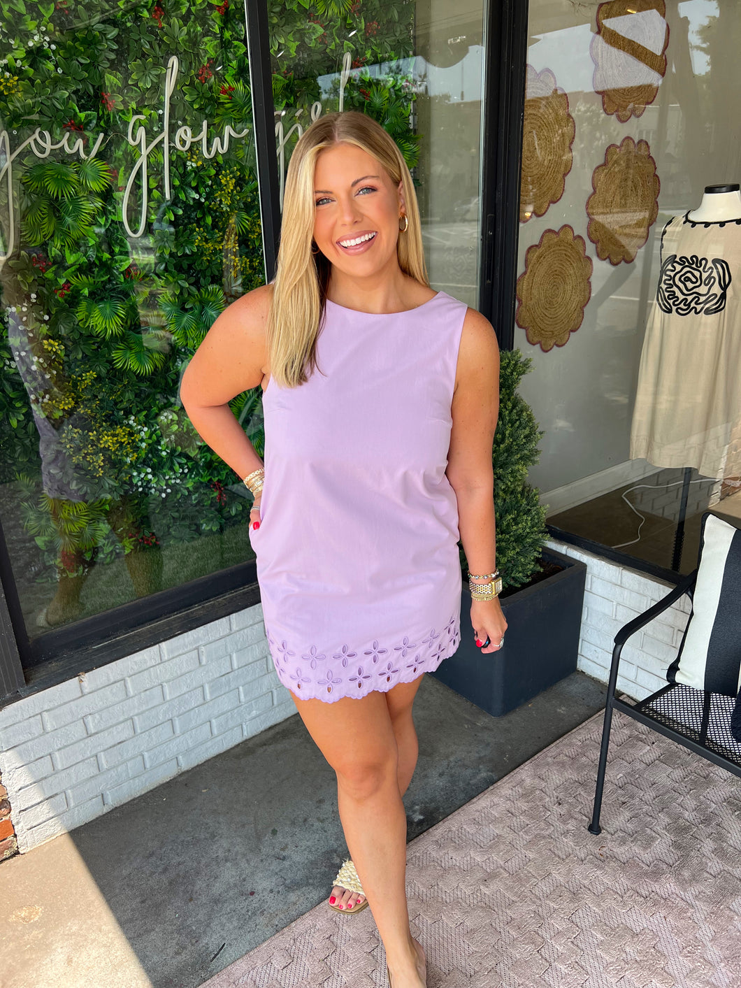 Mae Embroidered Cut Out Mini Dress- Lavender