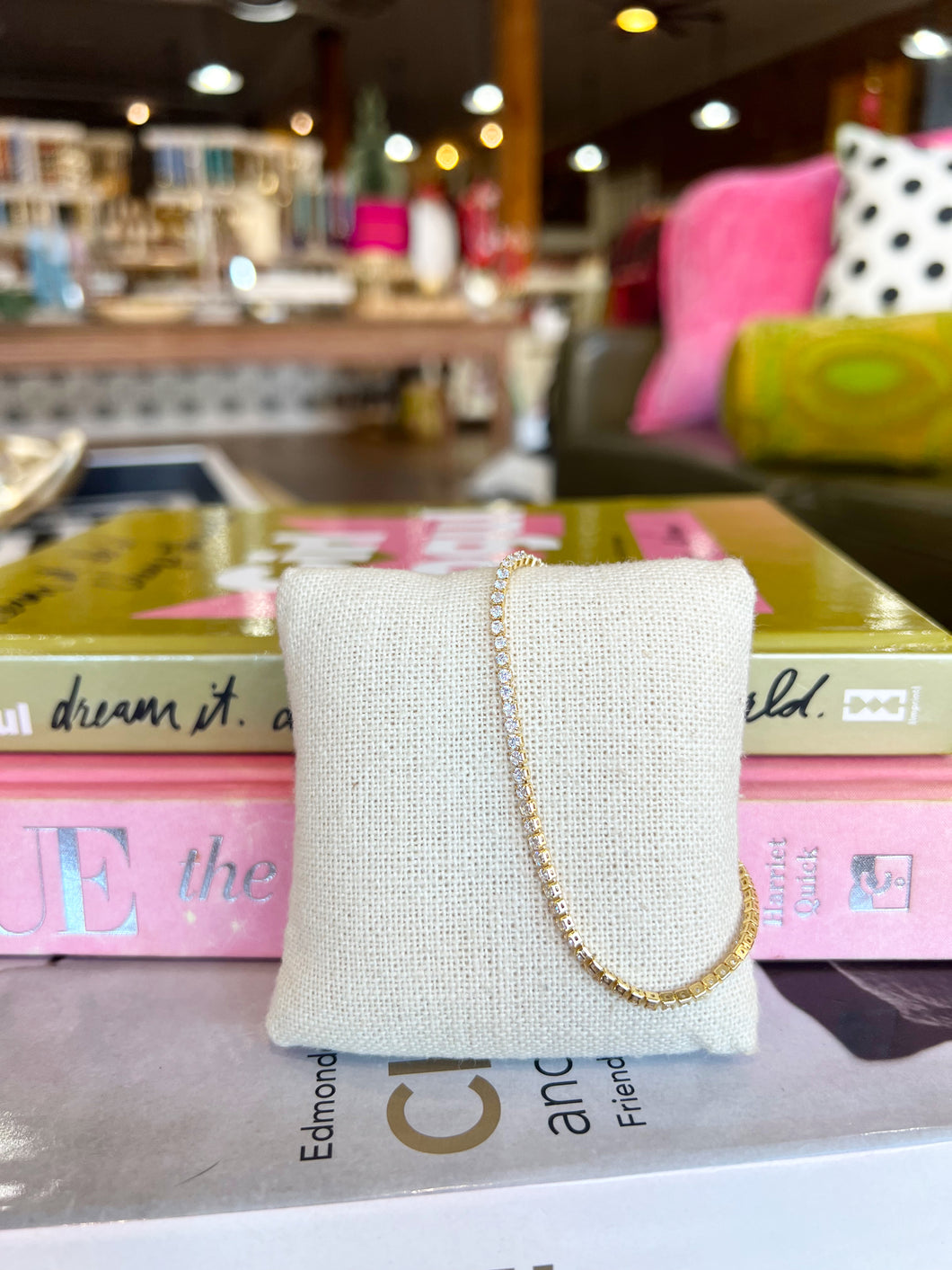 Gold CZ Crystal Tennis Bracelet