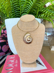 Gold Chunky Spiral Shell Necklace