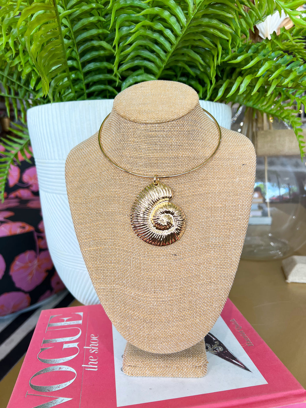 Gold Chunky Spiral Shell Necklace
