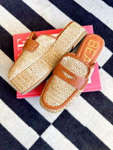 Wren Platform Raffia Mule - Camel