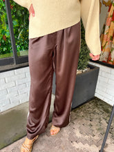 Load image into Gallery viewer, Jody Silk Side Stripe Pants- Brown/Cream
