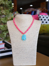 Load image into Gallery viewer, Rondelle Beaded Fish Pendant Necklace -Pink/Turquoise
