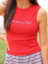 Load image into Gallery viewer, All American Babe Embroidered Tank Top- Red
