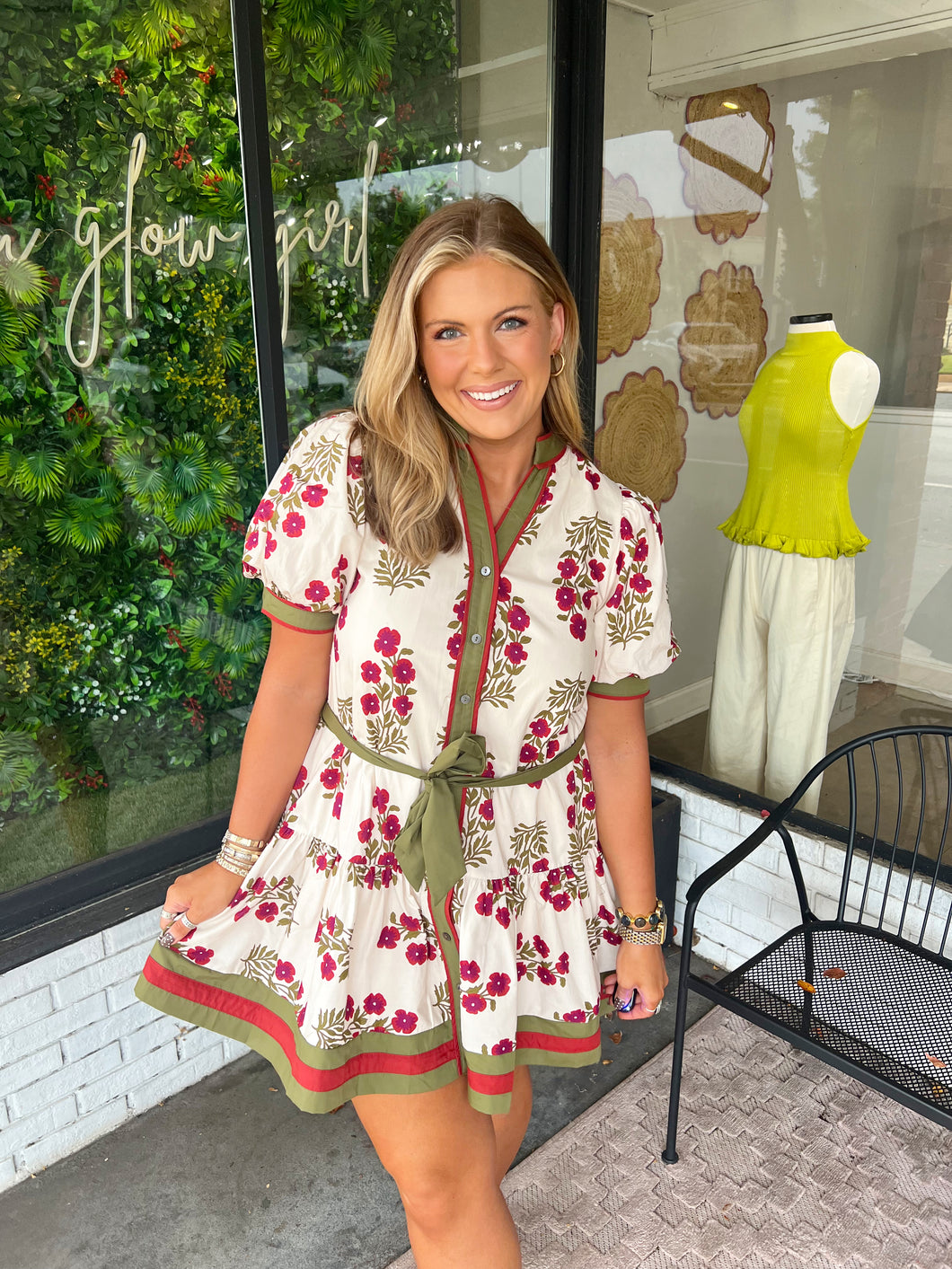 Rhodes Floral Button Up Mini Dress - Cream