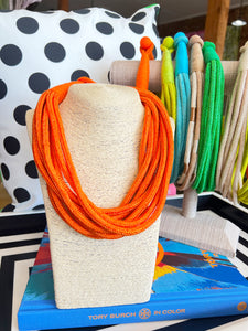 Chunky 8 Strand Rope Necklace-Orange