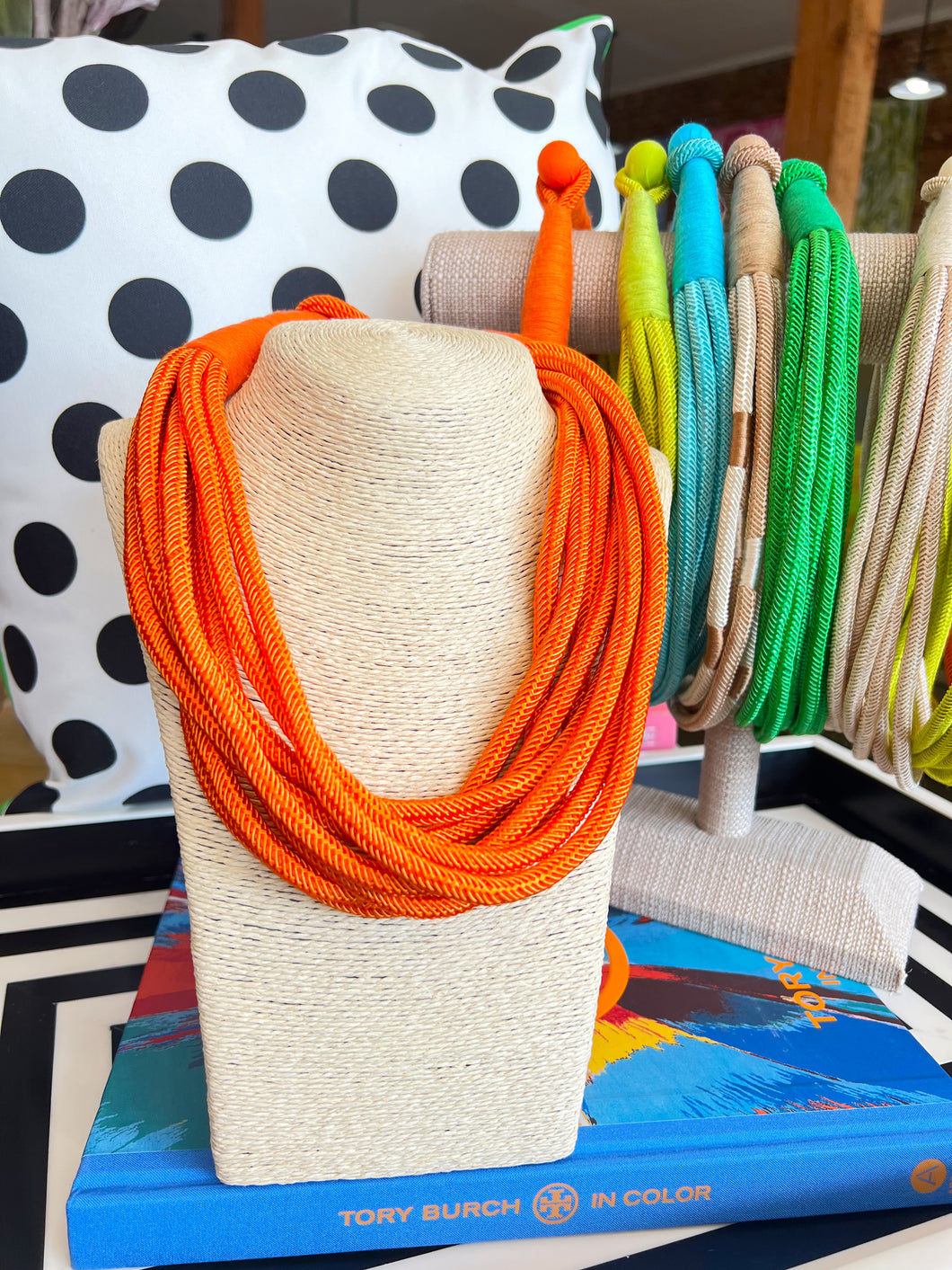 Chunky 8 Strand Rope Necklace-Orange