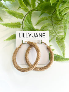 Raffia Wrapped Hoops- Natural