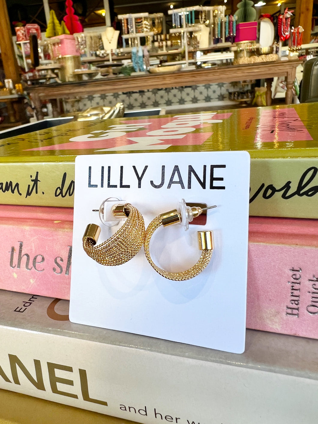 Gold 20mm Textured Layered Hoop Earrings