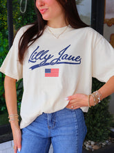 Load image into Gallery viewer, Lilly Jane Vintage Script Flag Graphic - Ivory
